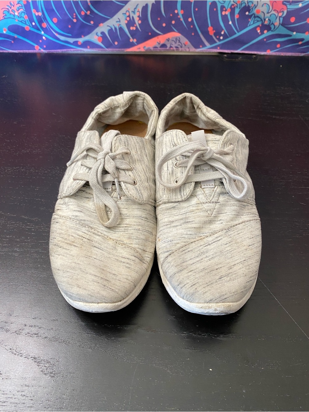Toms Knit Lace-Up Sneakers in Light Gray